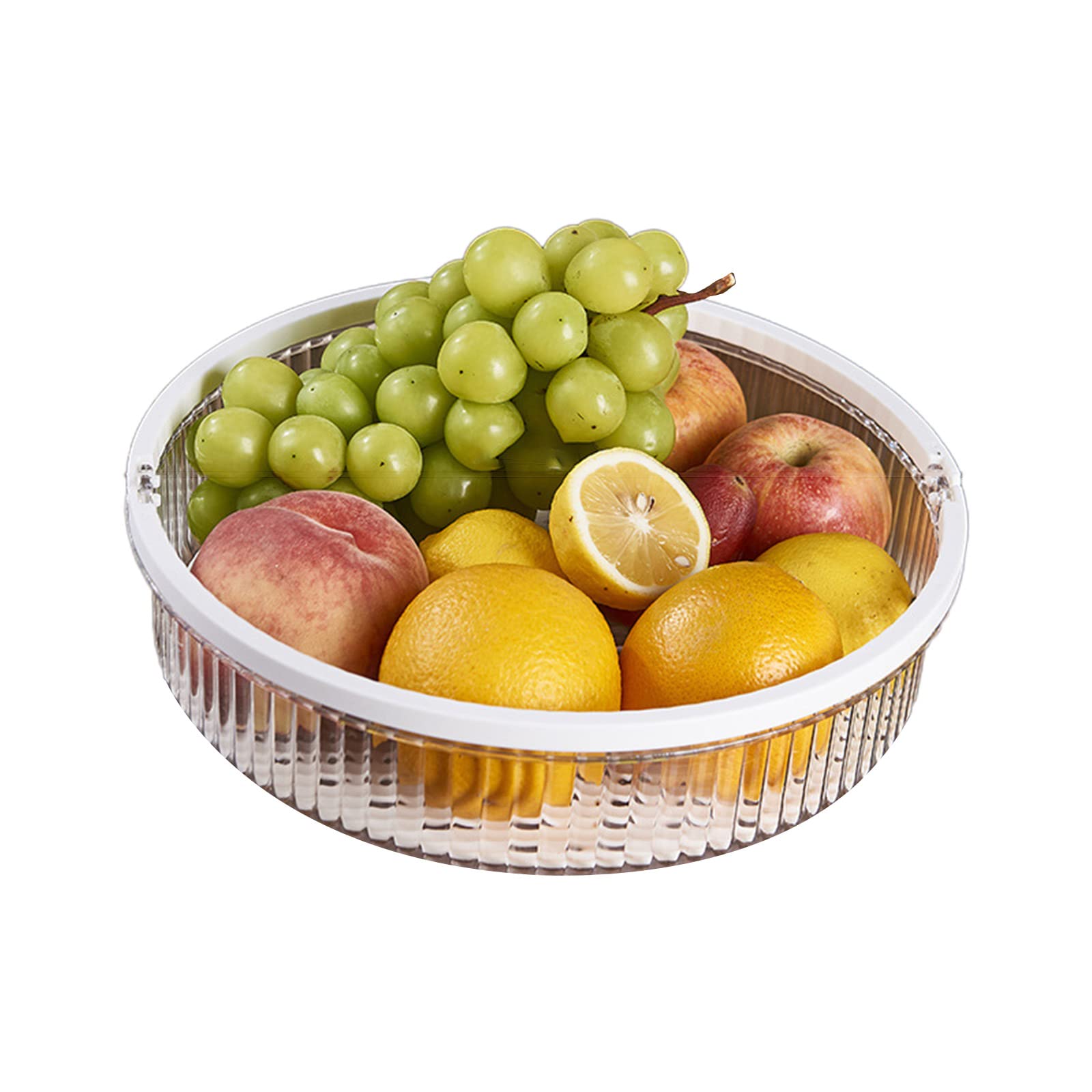 Tsophreniq Upgraded Condiment Storage Rack Kitchen Organizer Box with Gold White Handle Clear Turntable Fruit Basket for Cabinet Condiment Storage Rack