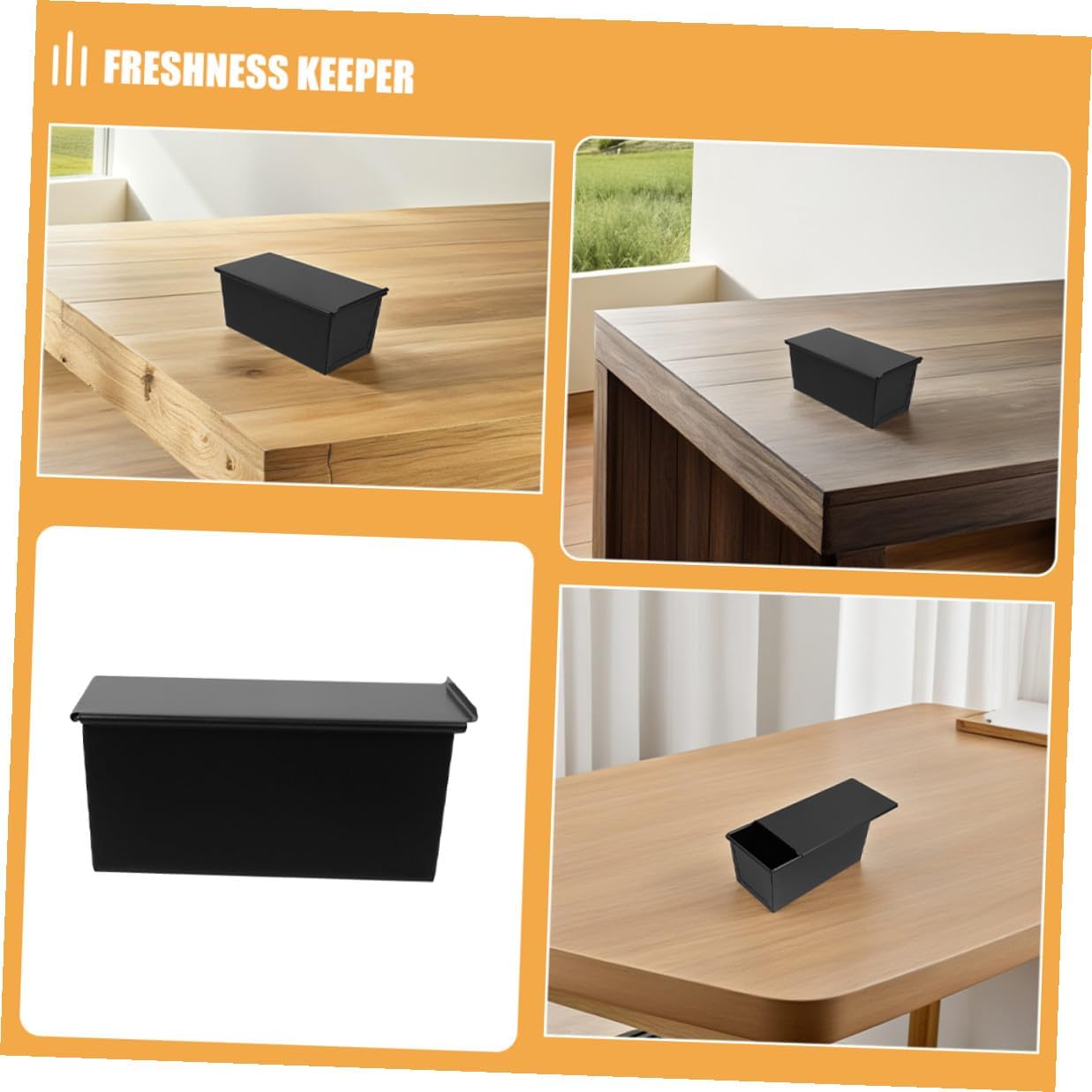 Covered Loaf Pan with Sliding Lid 1000g Nonstick Black Bread Baking Pan Mold for Homemade Toast and Sandwiches