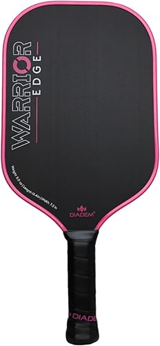 Diadem Warrior Edge - Paletas de pickleball  Cara de carbono grabado para máximo giro, protector aerodinámico de 0.630 pulgadas, agarre máximo