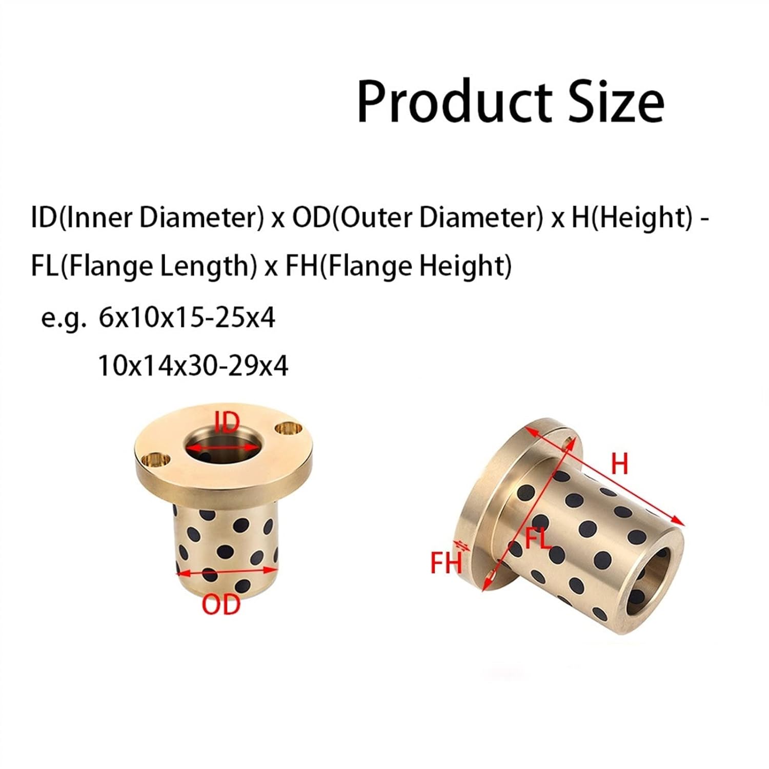 6,8,10mm Inside Diameter Graphite Copper Sleeve Bearing Without Oil Integrated Bushing Round Flange Guide Bush 2Pcs (Color : MPTZ, Size : 2PCS_8X12X20-27X4)