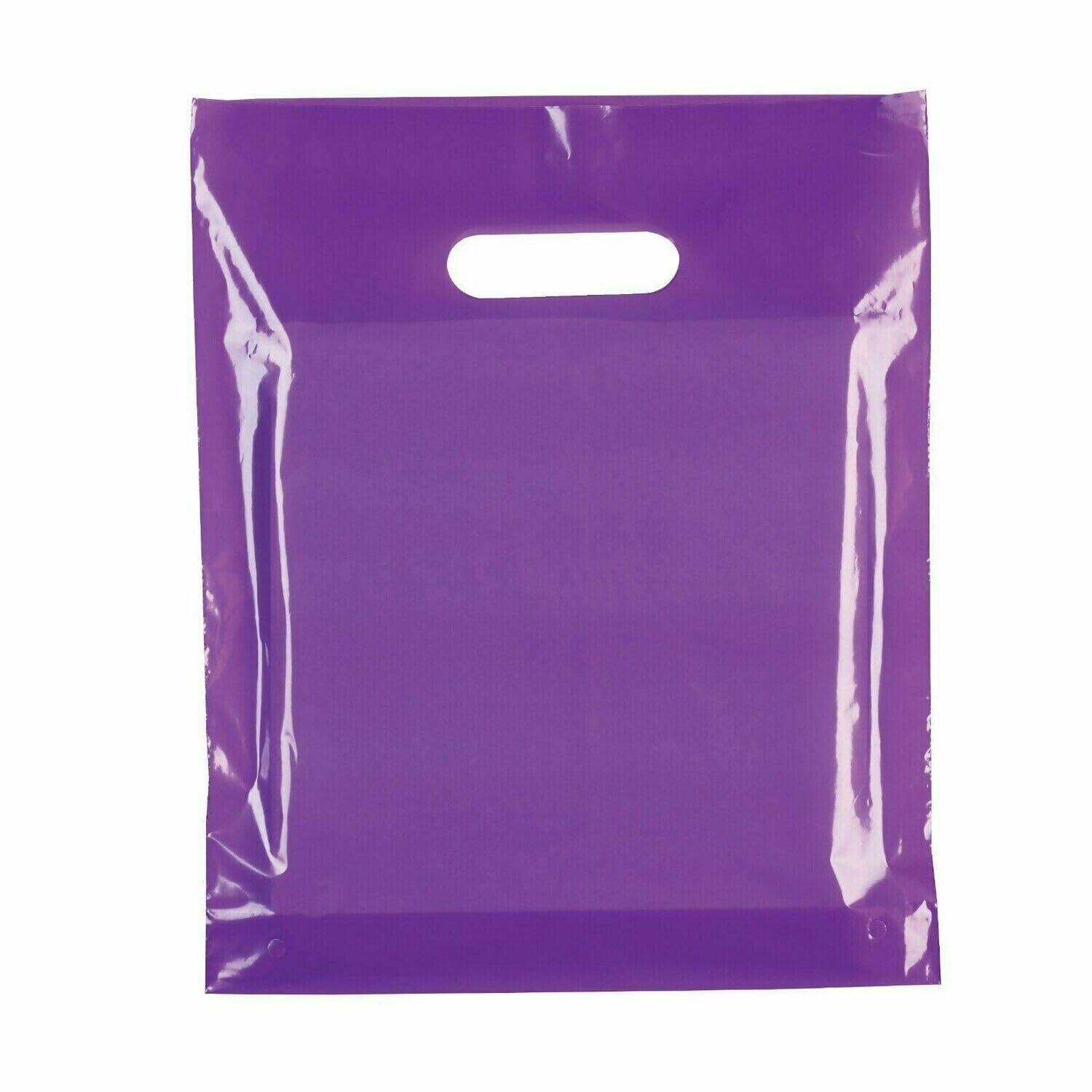 Tezraftaar® 1000 x Patch Handle Carrier Bags 22" x 18" x 3" Purple Reusable Plastic Shopping Takeaway Cloths Carry Bag — image 1