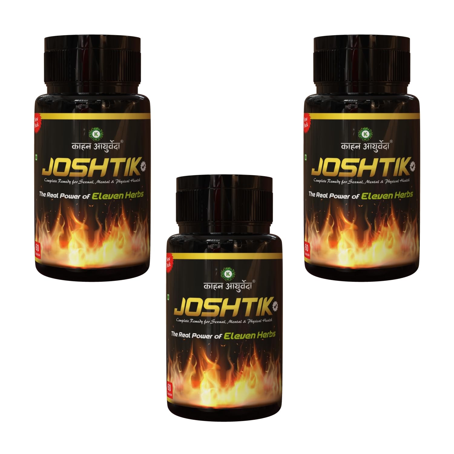 Kaahan Ayurveda Joshtik Capsules, Pack of 3 (180 Capsules), for Men's Mental & Physical Health
