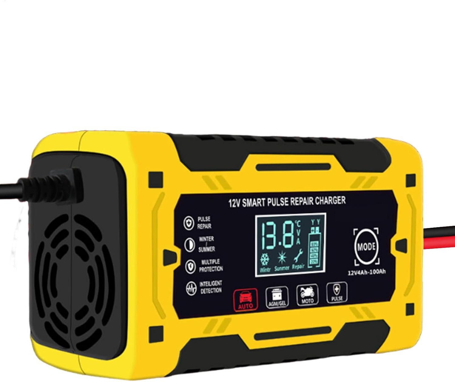 Cargador de batería de 12 V para automóvil, cargador de batería de 6 A, 12 V, cargador de batería portátil para motocicleta y coche