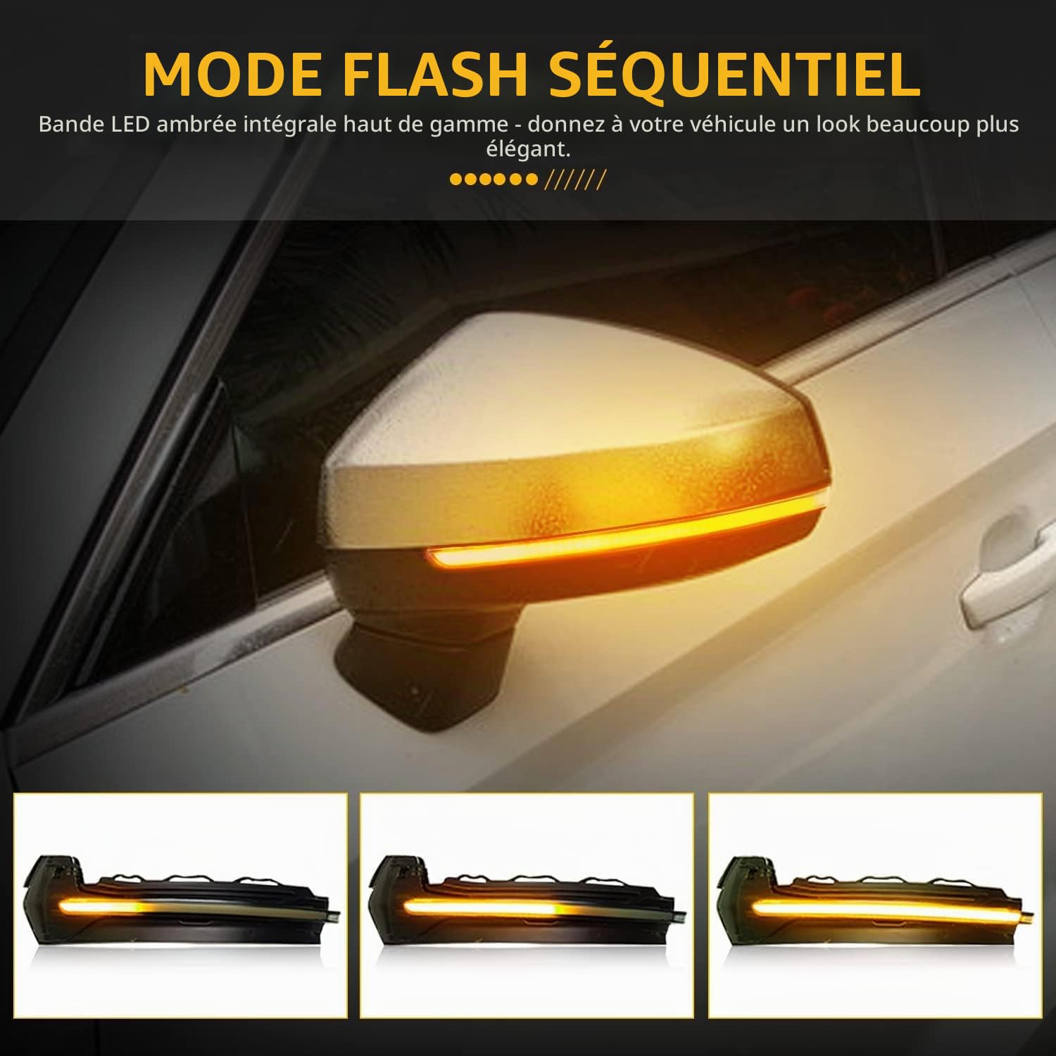 Indicateur de Miroir Dynamiques LED Clignotant pour Audi A3 8V S3 RS3 | 2013 2014 2015 2016 2017 2018 2019 2020 (Noir)