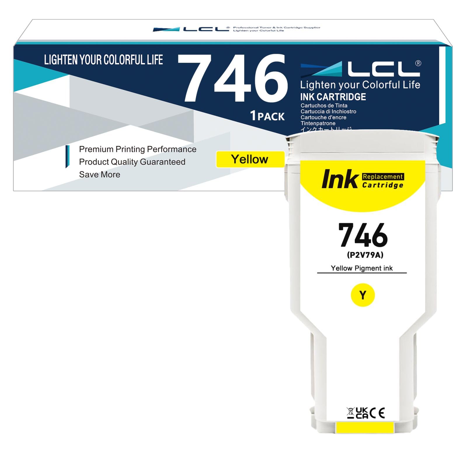 LCL 746 746XL Giallo ad alta capacità da 300-ml Cartuccia d'inchiostro | Sostituzione per HP 746 P2V79A Compatibili con HP DesignJet Z6 Printer DesignJet Z9+ Printer (1-Pack)