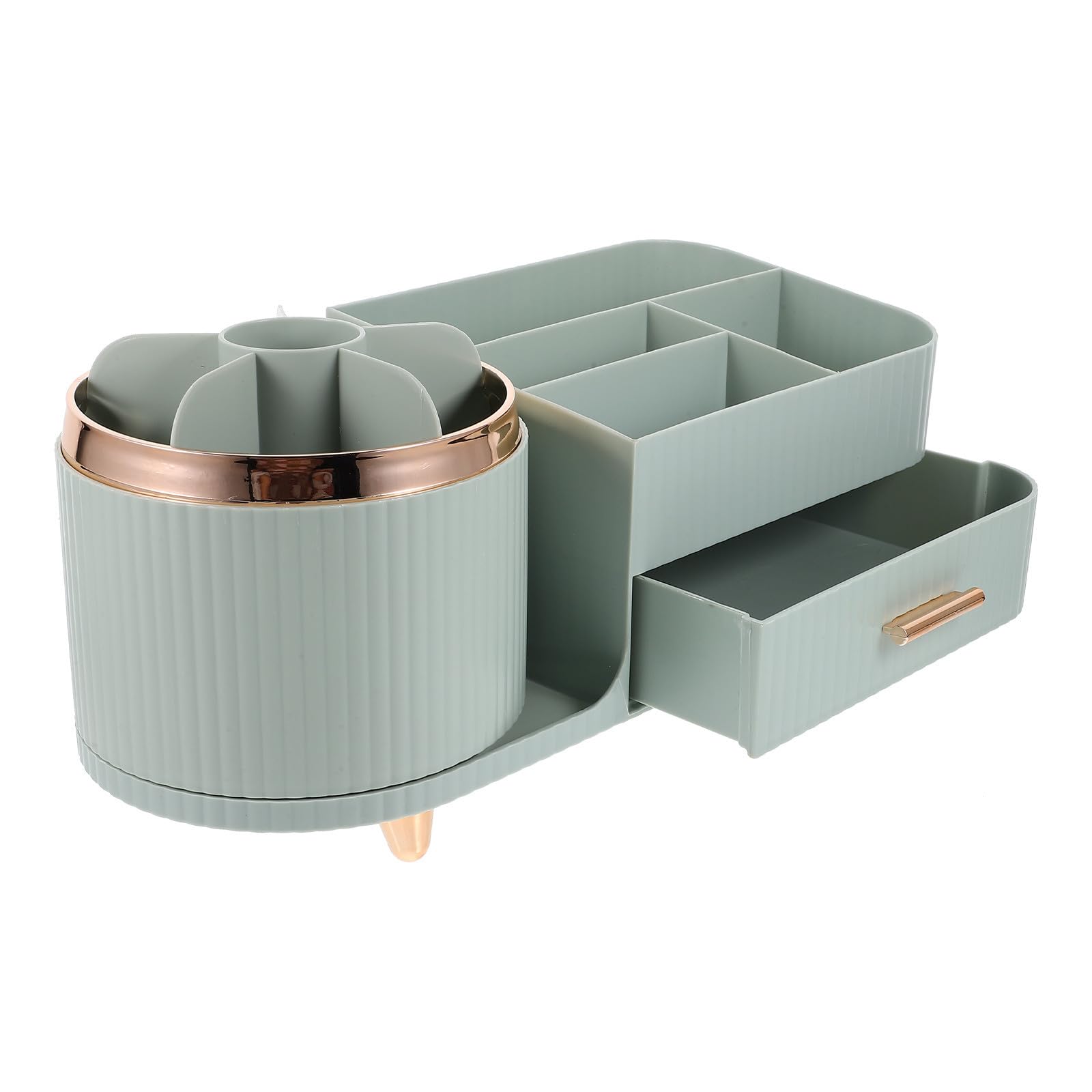 Lurrose Drehbarer Pinselhalter mit Großem Fassungsvermögen Kosmetik Organizer Kunststoff mit Fächern und Praktischem Schubladendesign für Schminktisch