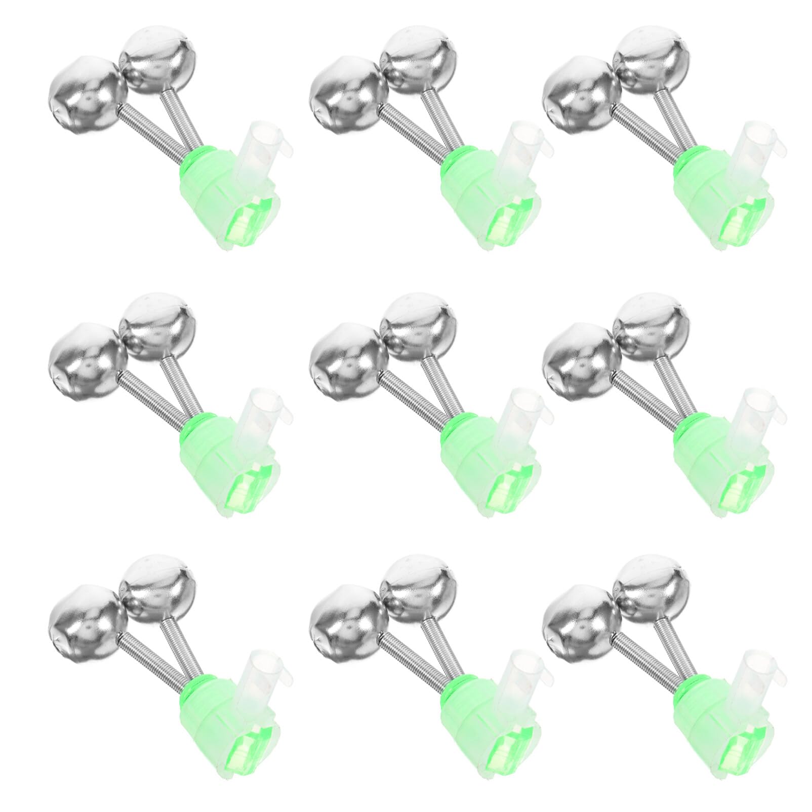 Milisten 10 Pcs 1.97 Inch Fishing Rod Extra Loud Alarm Dual Ring Bells Fishing Indicator Bait Alarm Tip Clip Twin Alert Bells for All Kinds of Rod (10 Green)