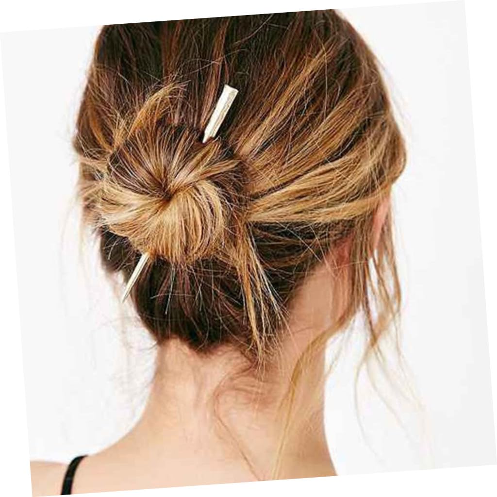 PLAFOPE 2 Stück Teiliges Haarschmuck Haarnadeln aus Legierung für Dutt und Chignon Einfaches Design Praktisch und Vielseitig für Frauen mit Lockigem Glattem oder Welligem Haar Gold und