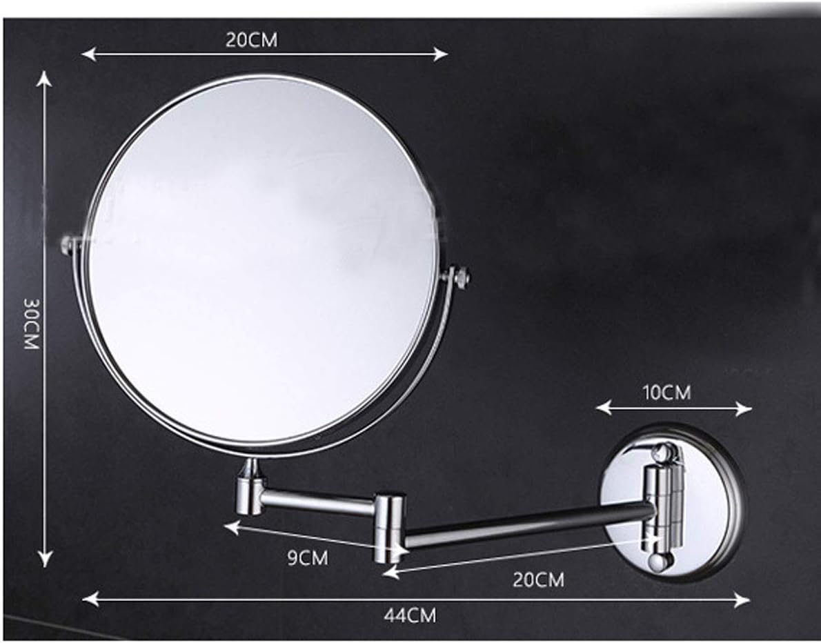 8インチラウンドメイクアップミラー両面360回転バスルームミラー寝室の化粧台や洗面化粧台に最適(Zirconium Gold,5x)