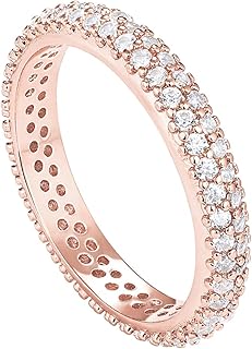 14K Gold Plated Cubic Zirconia Double Row Eternity Band for Women