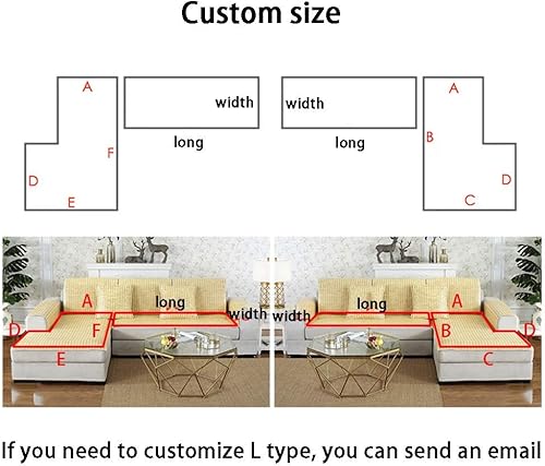 Miniatura 8 de LJIANW-summer sleeping mat, Funda de sofá seccional, cojín de bambú para sofá de tela antideslizante, cojín de sofá de verano, suave, transpirable,