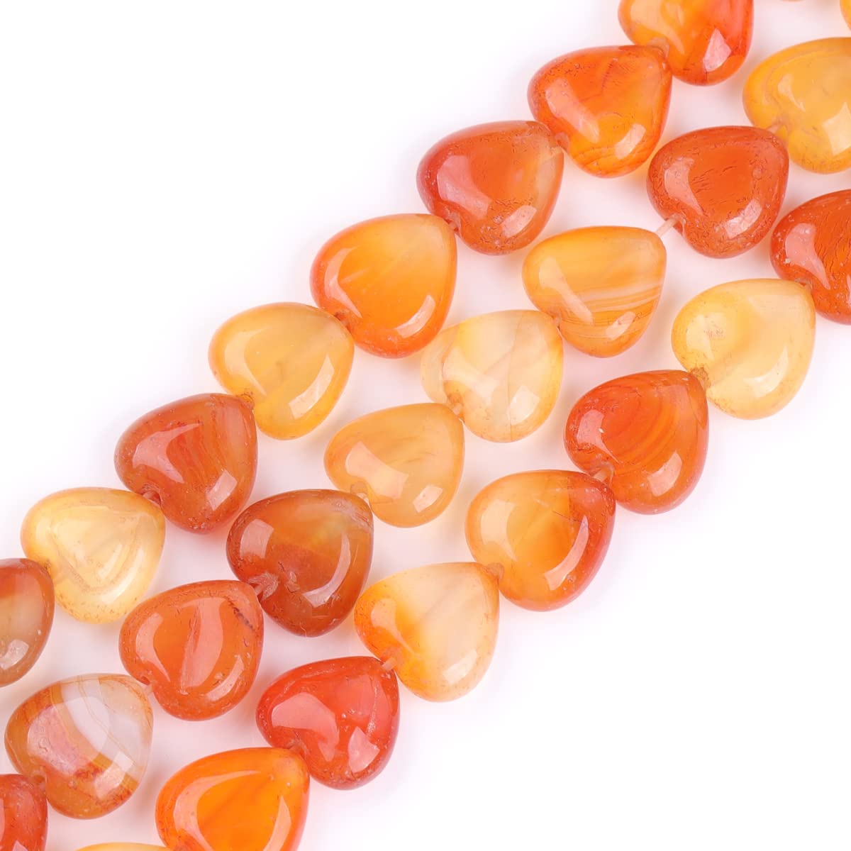 GEM-Inside 10mm Heart Charms Natural Red Carnelian Agate Gemstone Stone Beads for Jewelry Making Full 15" Strand Power Energy Healing Chakra Stone Beads