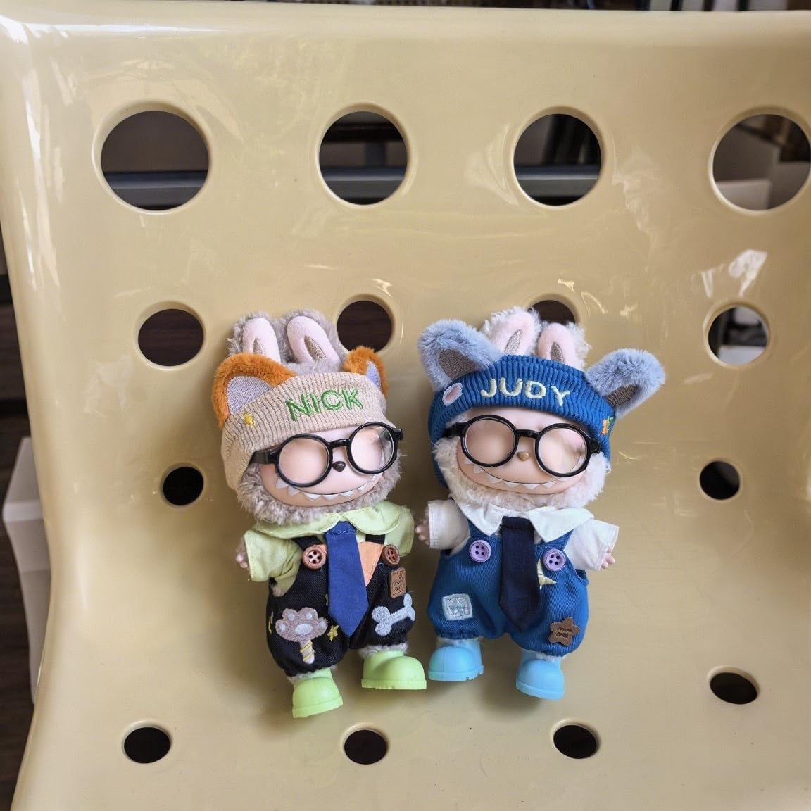 Doll Clothes for Labubu - 6pcs Complete Bunny Overall Set with Shirt, Headband, Glasses, Tie&Shoes, Adorable Clothing, Ready-to-wear Stylish Outfit for 17cm Dolly (Doll NOT Included)