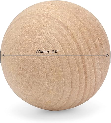 Miniatura 2 de MOUYAT 4 bolas redondas de madera grandes de 3 pulgadas, bolas de madera maciza sin terminar, bolas de madera maciza para manualidades, artes,
