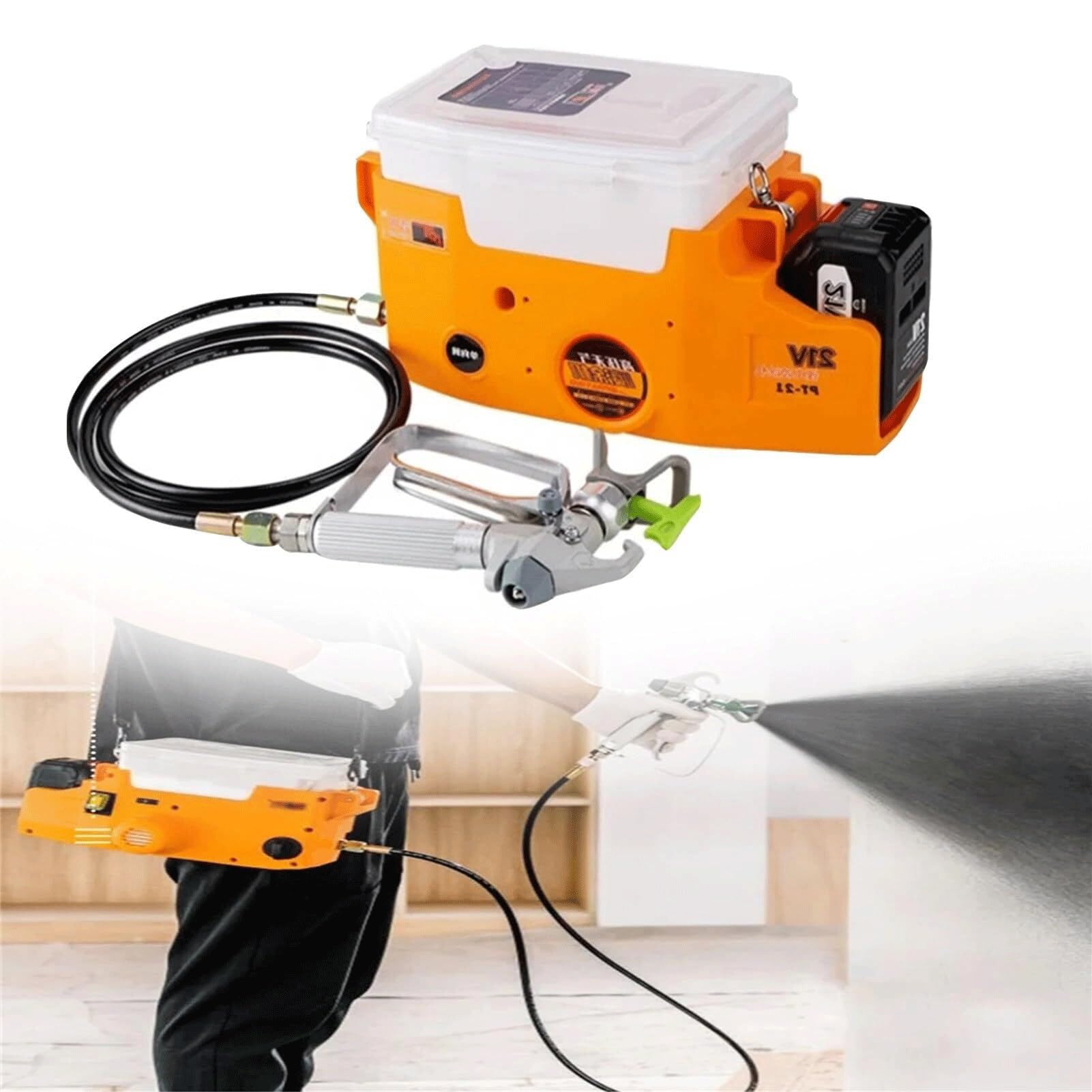 Pulverización y pintura eficientes con máquina sin aire inalámbrica de 21V