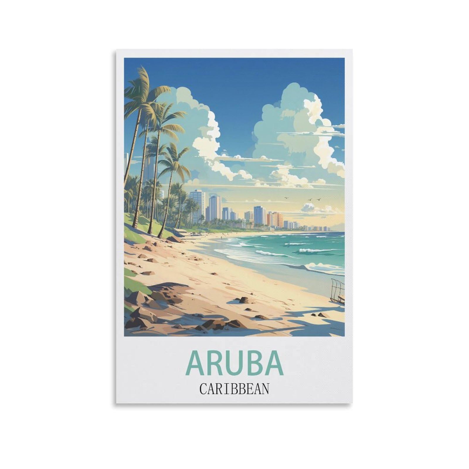 EZMLFA 5D Diamond Art Kits for Beginner,Aruba Caribbean,Diamond Picture Art for Beginner, DIY Gem Cross Stitch Creative Gift Home Wall Decor 40x50cm