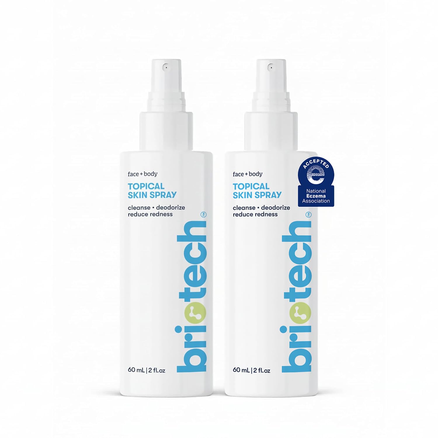 BRIOTECH Topical Skin Spray, Face & Body HOCl Skincare, Travel, 2oz, 2-Pack