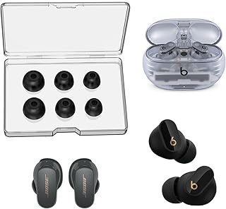 SEICHYGO Memory Foam Ear Tips for Beats Studio Buds/Studio Buds Plus +/ Beats Fit Pro/Bose QuietComfort Earbuds II, Anti-Slip Replacement Ear Tip, No Silicone Eartips Pain, 3 Pairs (S/M/L)
