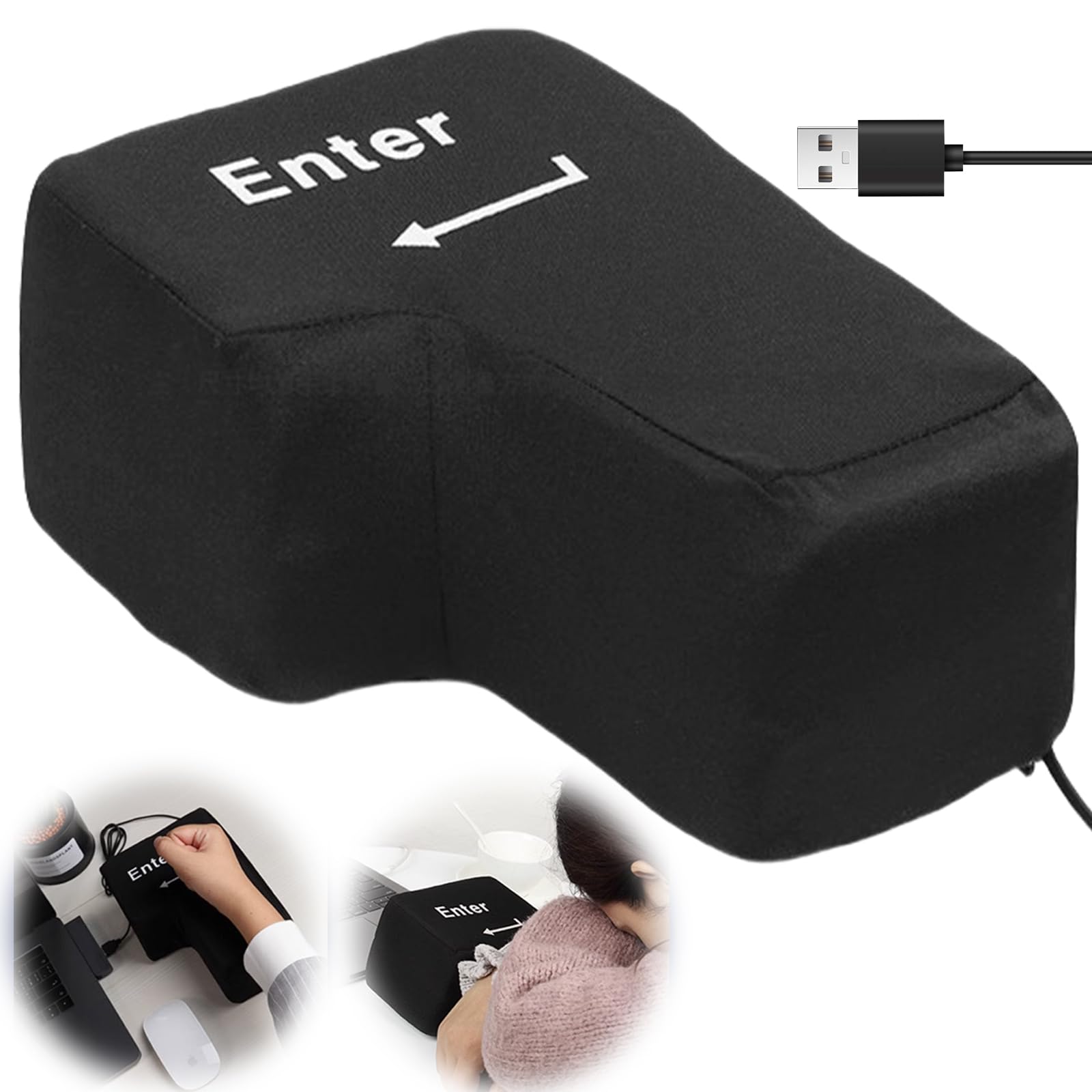 Big Enter Key, cuscino antistress con cavo USB, tastiera multifunzionale, strumenti per alleviare lo stress per ufficio, casa e viaggi d'affari