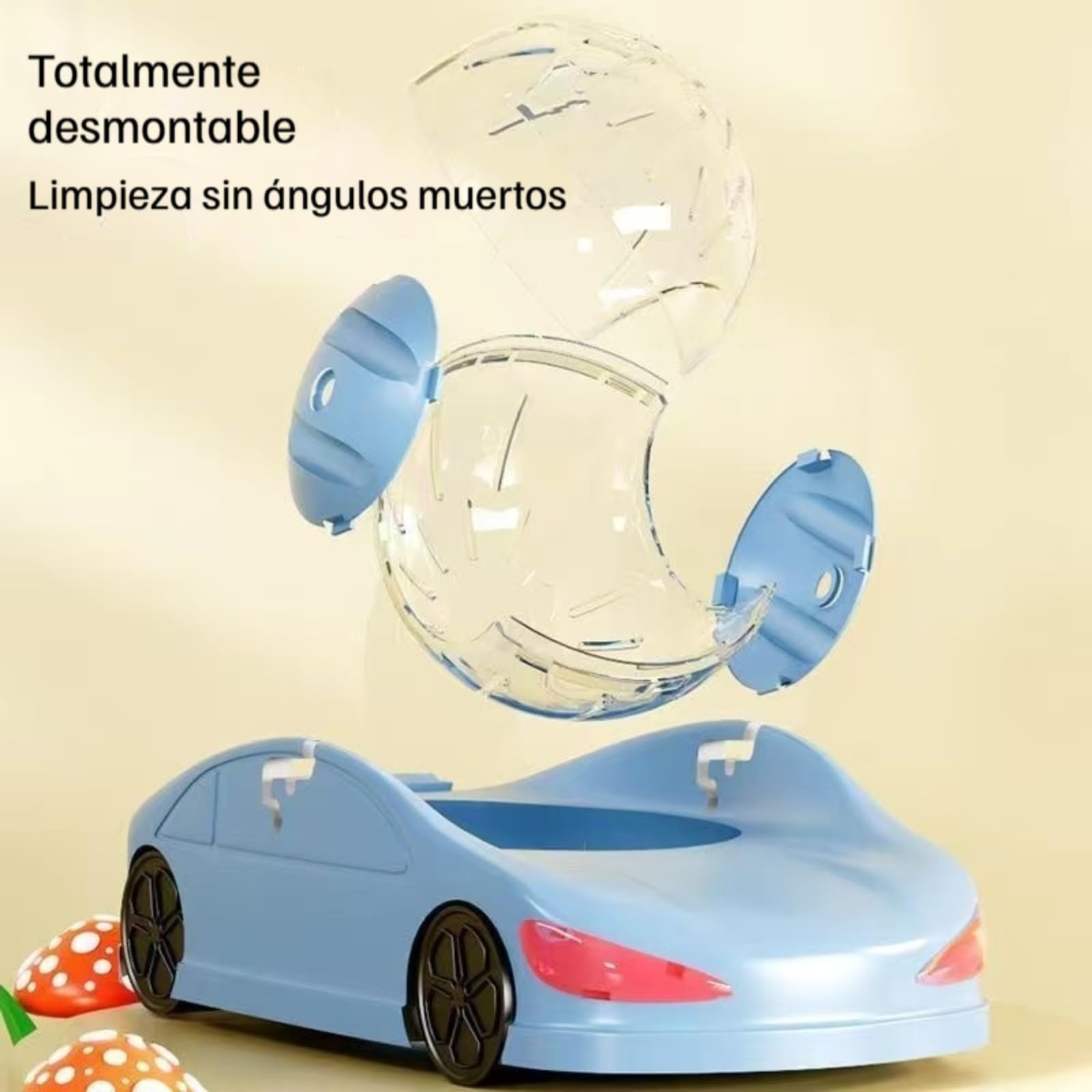Coche Deportivo de Bola Rodante para Hámsteres, Pequeña Juguetería para Mascotas, Coche de Ejercicio con Rueda, Juguete de Superdeportivo para Hámsteres, Bola Rodante Interactiva de Fitness para — view 3