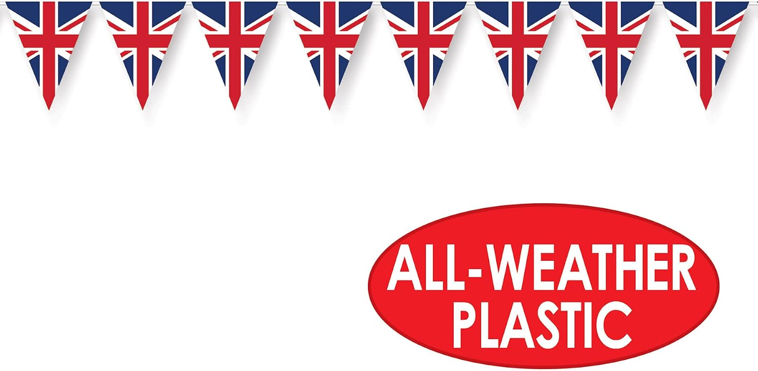 Beistle Union Jack Pennant Banner, 11" x 12', Red/White/Blue,59853