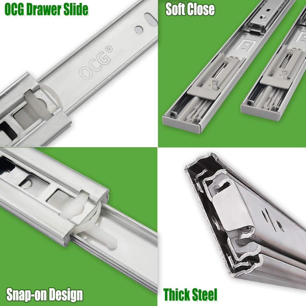 Black Friday Clearance Full Extension Drawer Slides 18 Inch (5 Pairs), Soft Close Ball Bearing Side Mount Drawer Slides for Frameless Cabinets