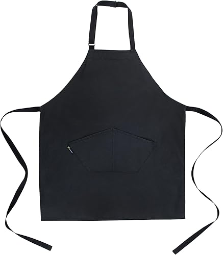 Miniatura 2 de Delantal de cocina de algodón negro, ignífugo, 32 x 26 pulgadas, 1 caja de artículos para restaurantes