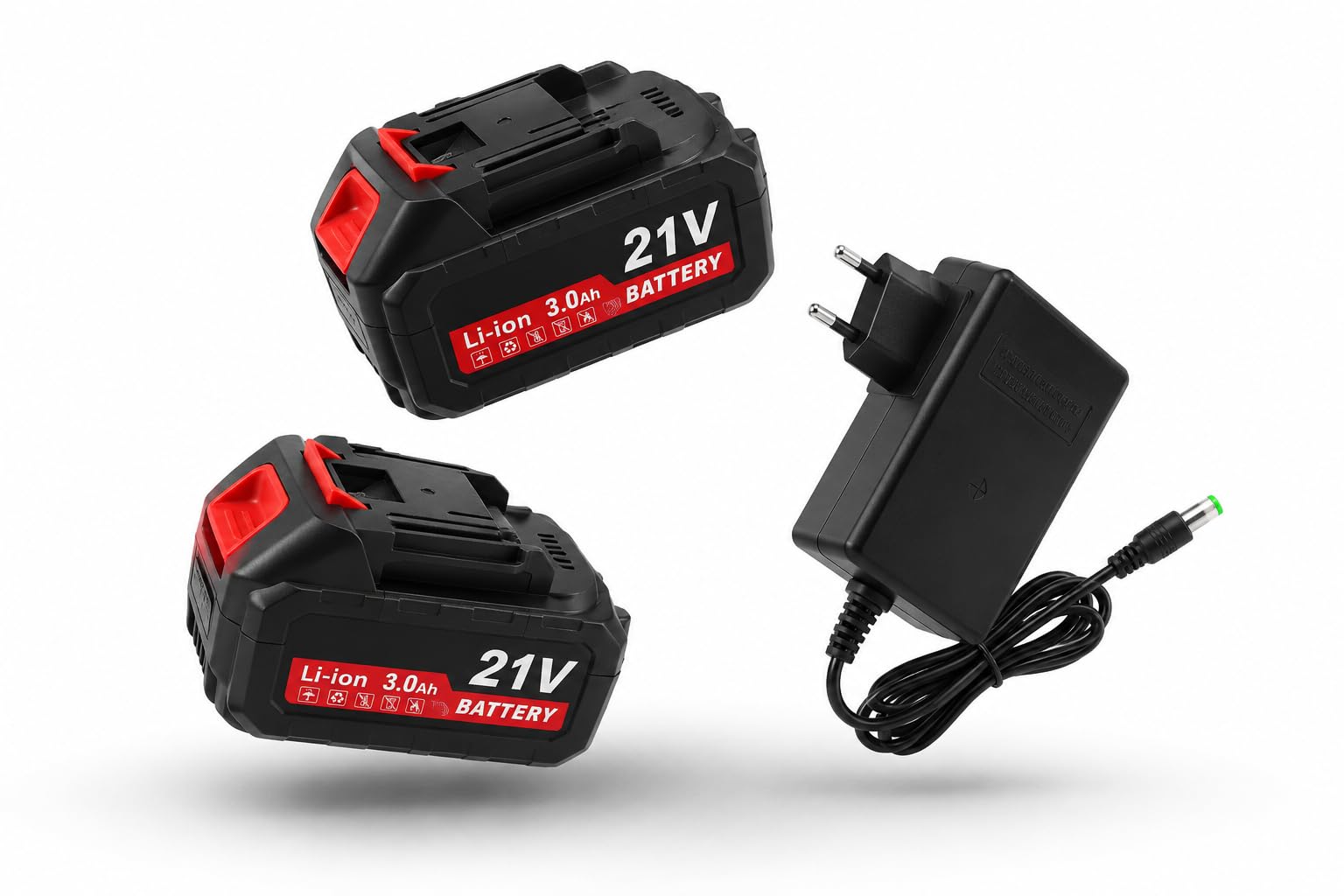 Soffiatore di foglie a batteria da 21 V con 2 batterie da 3000 mAh e caricatore, soffiatore elettrico portatile ad alta potenza, 6 velocità, 2 ugelli per giardino, cortile, garage e officina