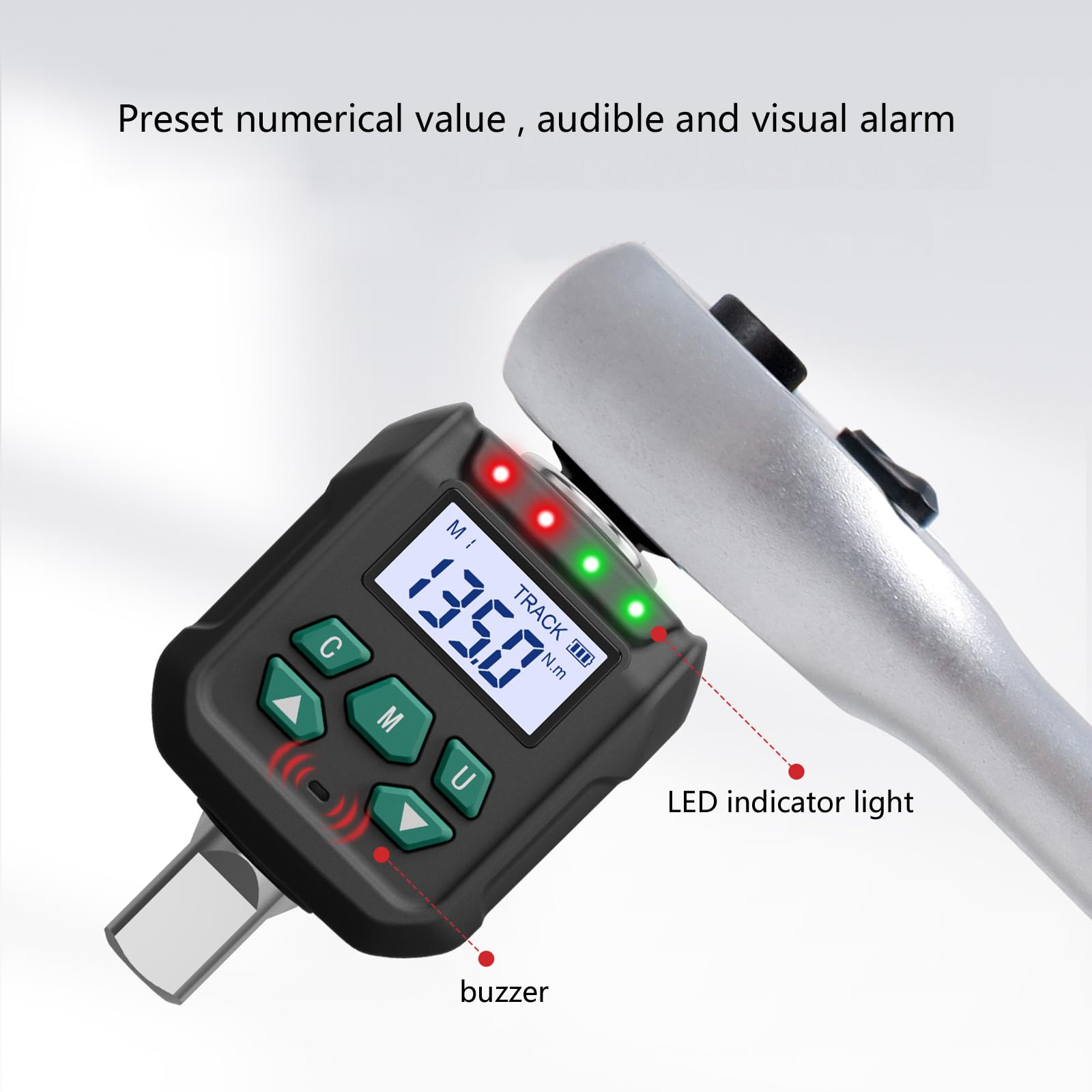 Adaptador De Torsión Electrónico 0 5 Pulgadas Precisión Adaptador Digital Uso Simple Para Mantenimiento Automóviles Ensamblaje Bicicletas Herramienta