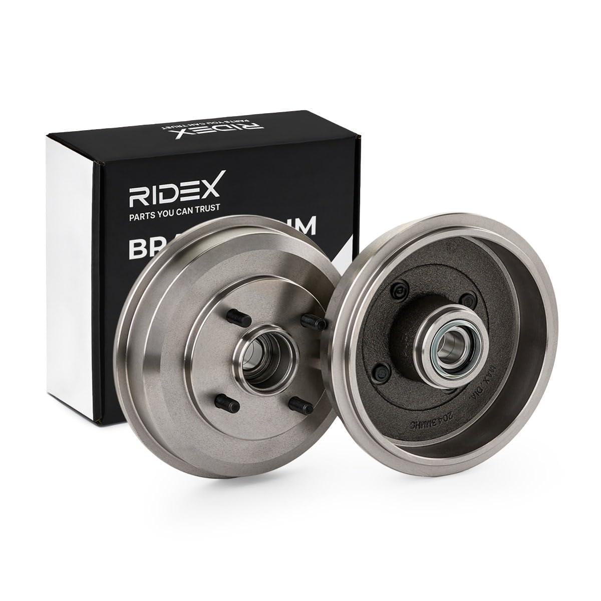 RIDEX 123B0230 2x Tambor de freno Trasero con apoyo sin anillo sensor ABS Compatible con FORD Focus Mk1 Hatchback DAW, DBW