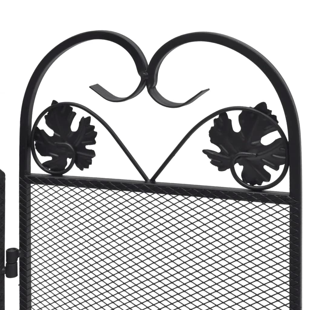 Schermi per Caminetti di Guardia Camino schermo pieghevole nero in ferro battuto in ferro canina camino schermo elegante decorazione della casa di scorrimento Accessori per Caminetti in Rete Decorativ