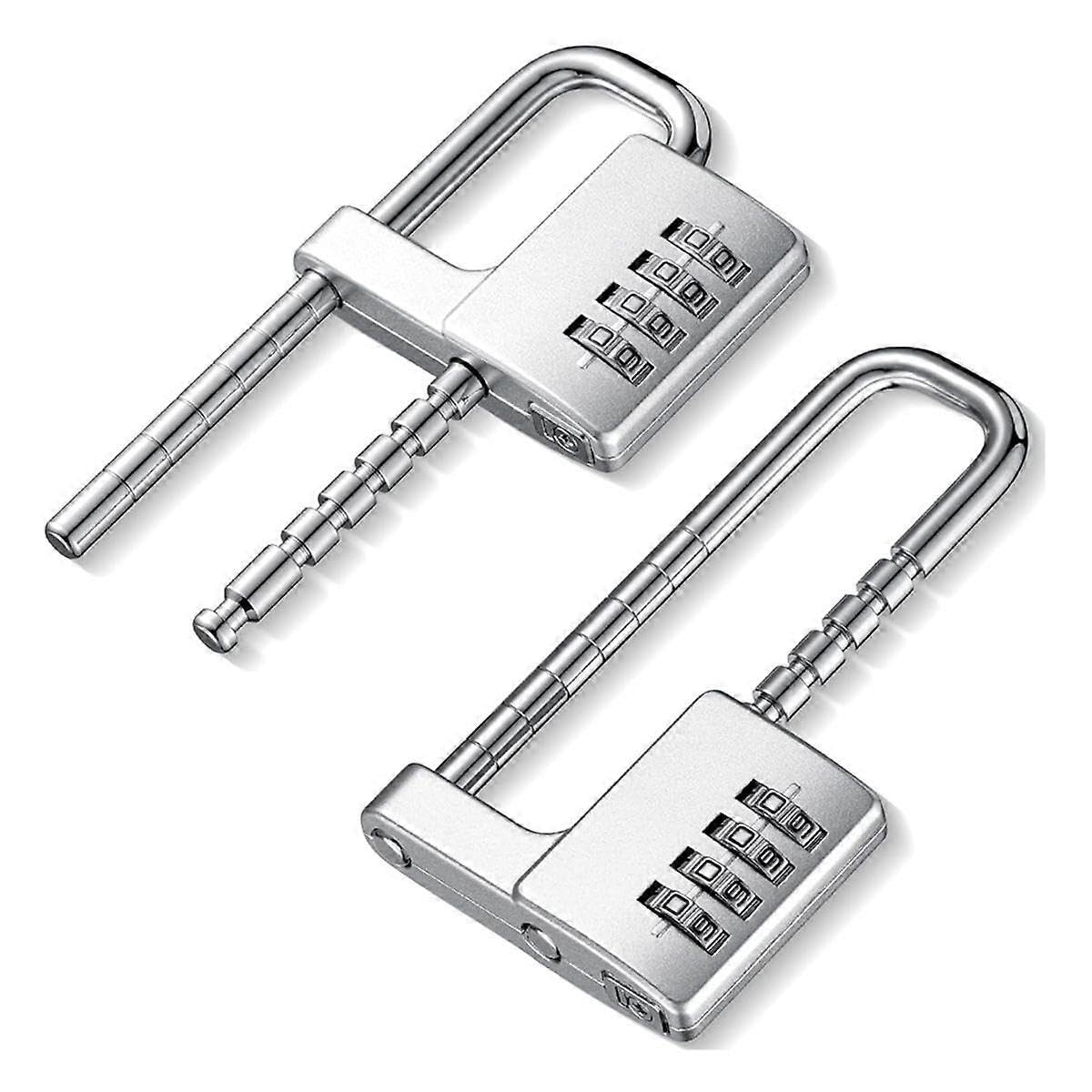 Joyhappst Image Color 2 Pcs 4 Digit Combination Lock Code Cabinet Lock U Shaped Gym Locker Adjustable Padlock Long Shackle Lock For School