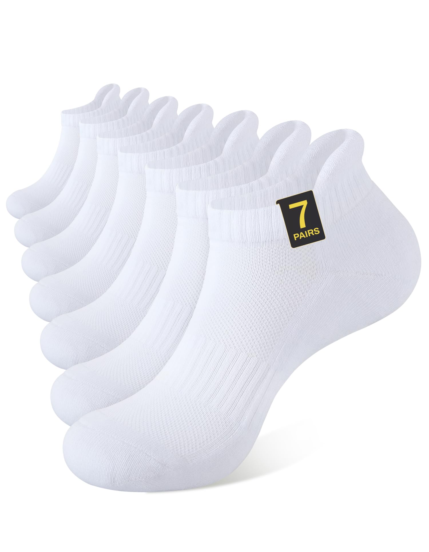 CLOSEMATE Chaussettes de Sport 39-42 43-46 47-50 Socquettes Homme Femme en Coton Antidérapantes Anti-Ampoules Respirantes Basses Courtes pour Running Randonnée Tennis en Blanc Noir 6 ou 7 Paires