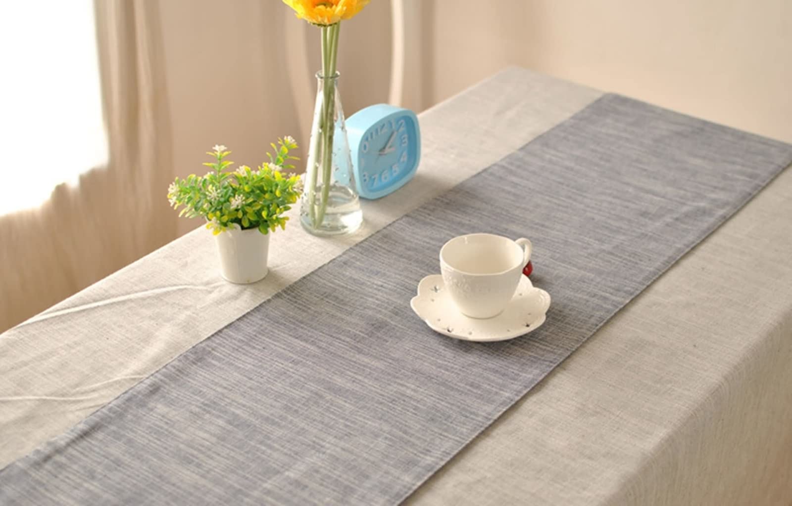 Runner da tavola lungo blu mare, runner da tavolo, semplice tinta unita, cotone e lino, 30 x 180 cm, decorazione da tavolo di Natale