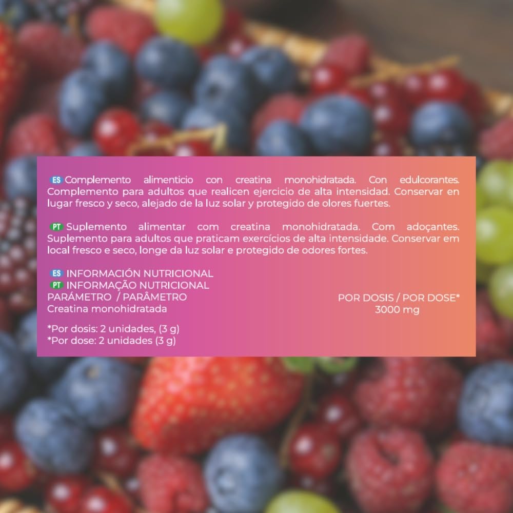 Gominolas de Creatina Monohidratada Sin Gluten, Sin Lactosa. Suplemento Deportivo en Gominolas de Creatina Pura para Fuerza, Recuperación y Crecimiento Muscular (Pack 2 unidades)