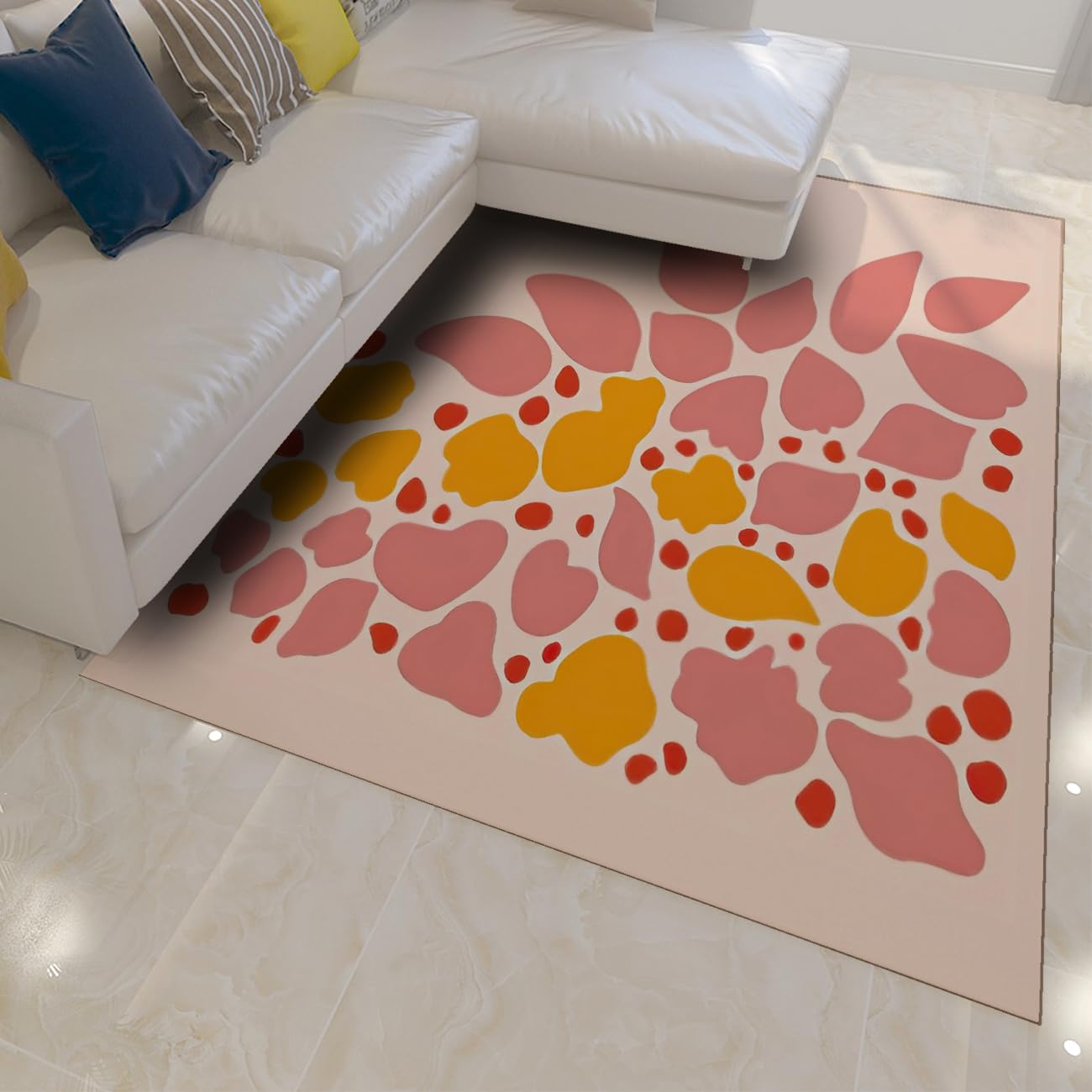 Tapis lavable motif pépinière abstrait rose pour créer un coin lecture en salle de classe