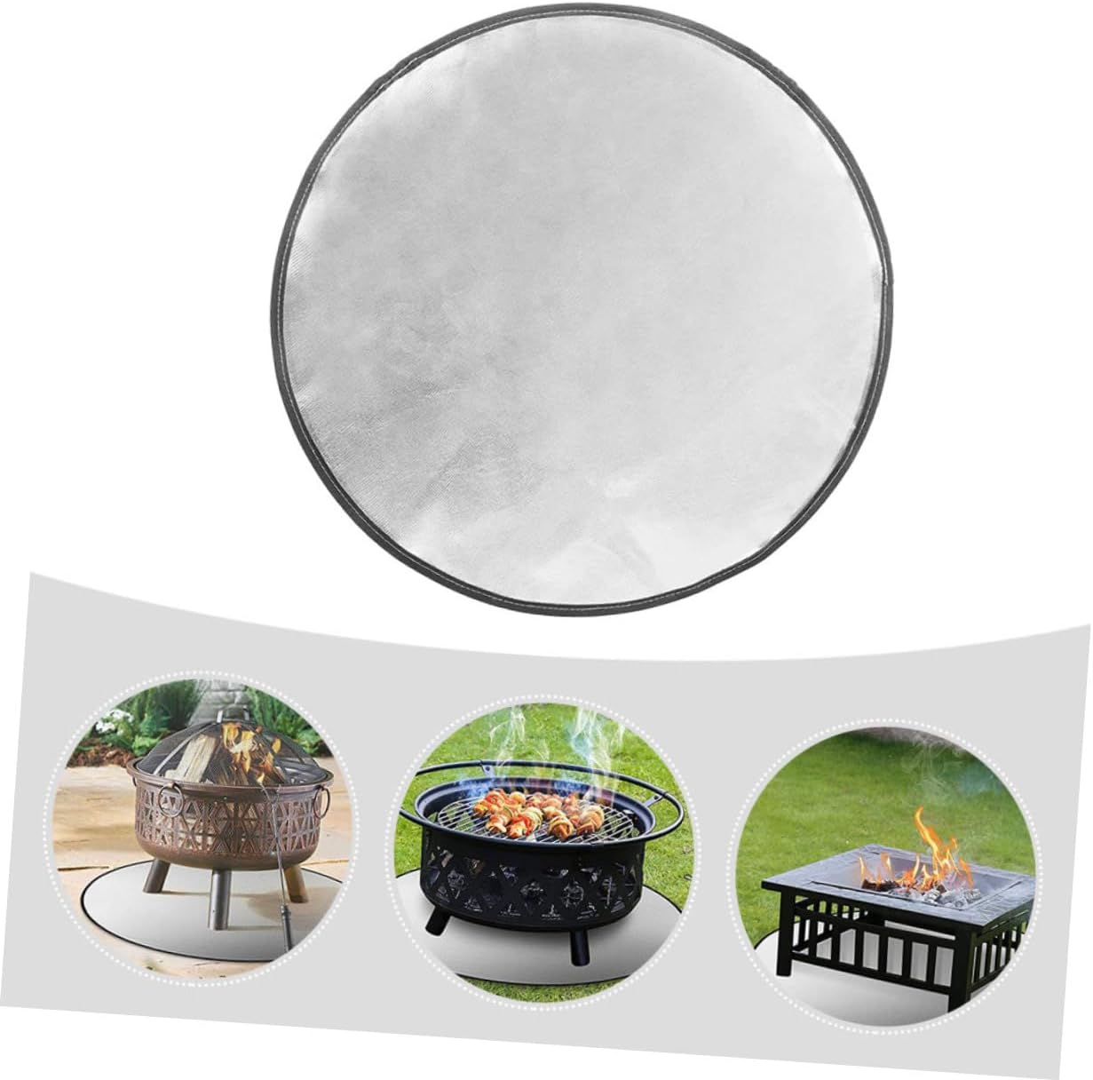 DECHOUS Heat Resistant Fire Pit Floor Protector Mat Double-Sided Fireproof BBQ Grill Pad for Camping Picnic Stove Accessories Oil- Corrosion-Resistant Portable Outdoor Deck Grass