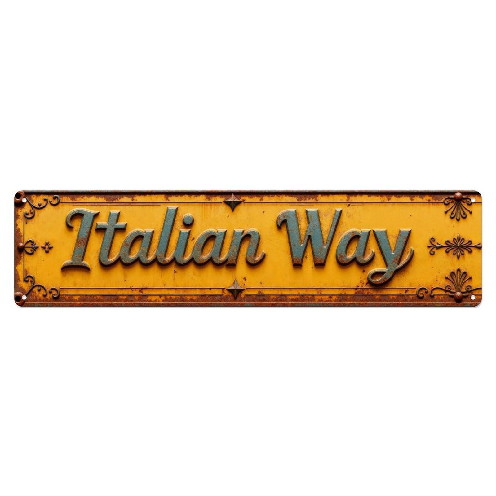 Italian Way Sign Pattern Metal Tin Sign Plaque