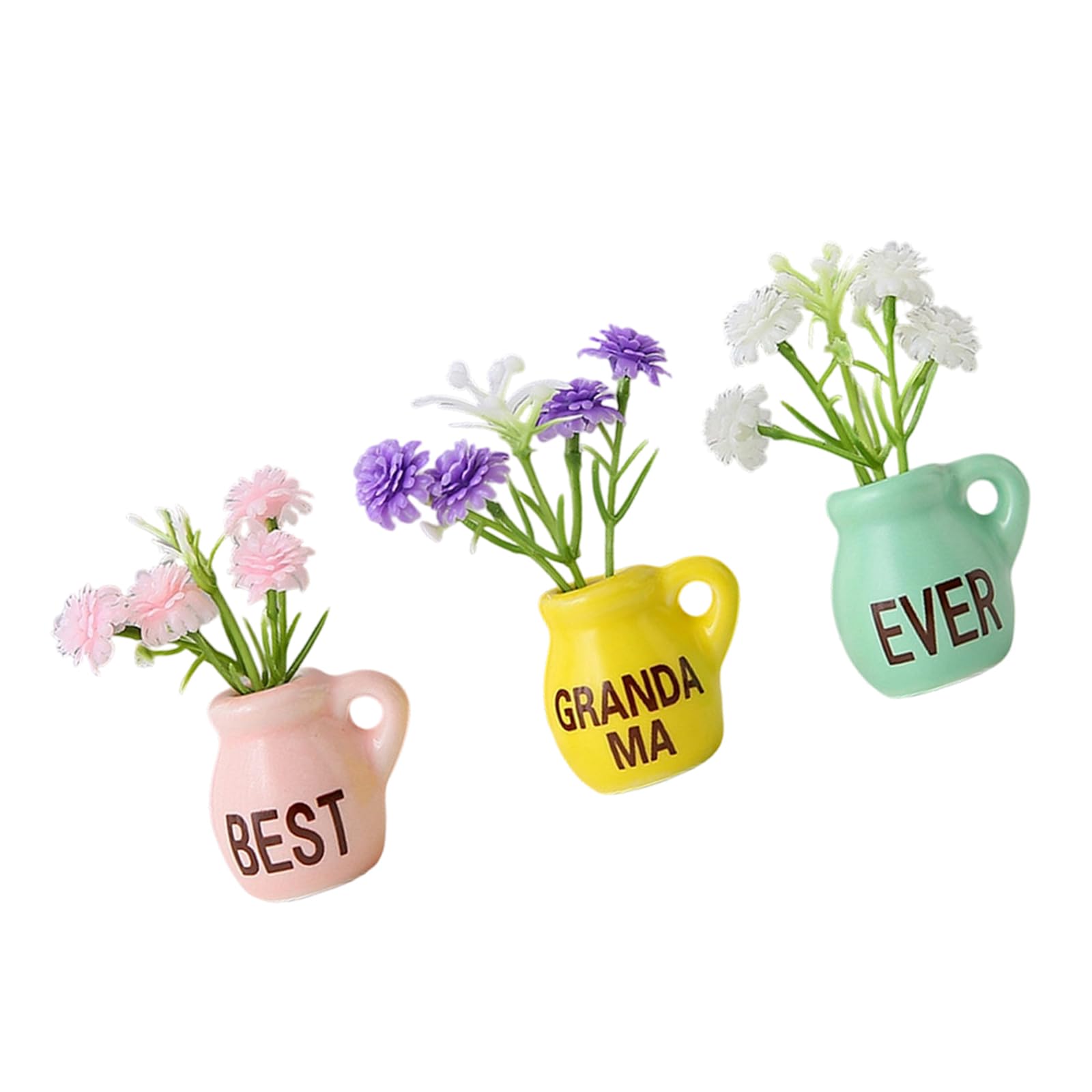 Refrigerator Magnets Ceramic Flower Vases with Artificial Flower Minis Vase Magnets for Fridge Kitchen Locker Decors Minis Vase for Fridge