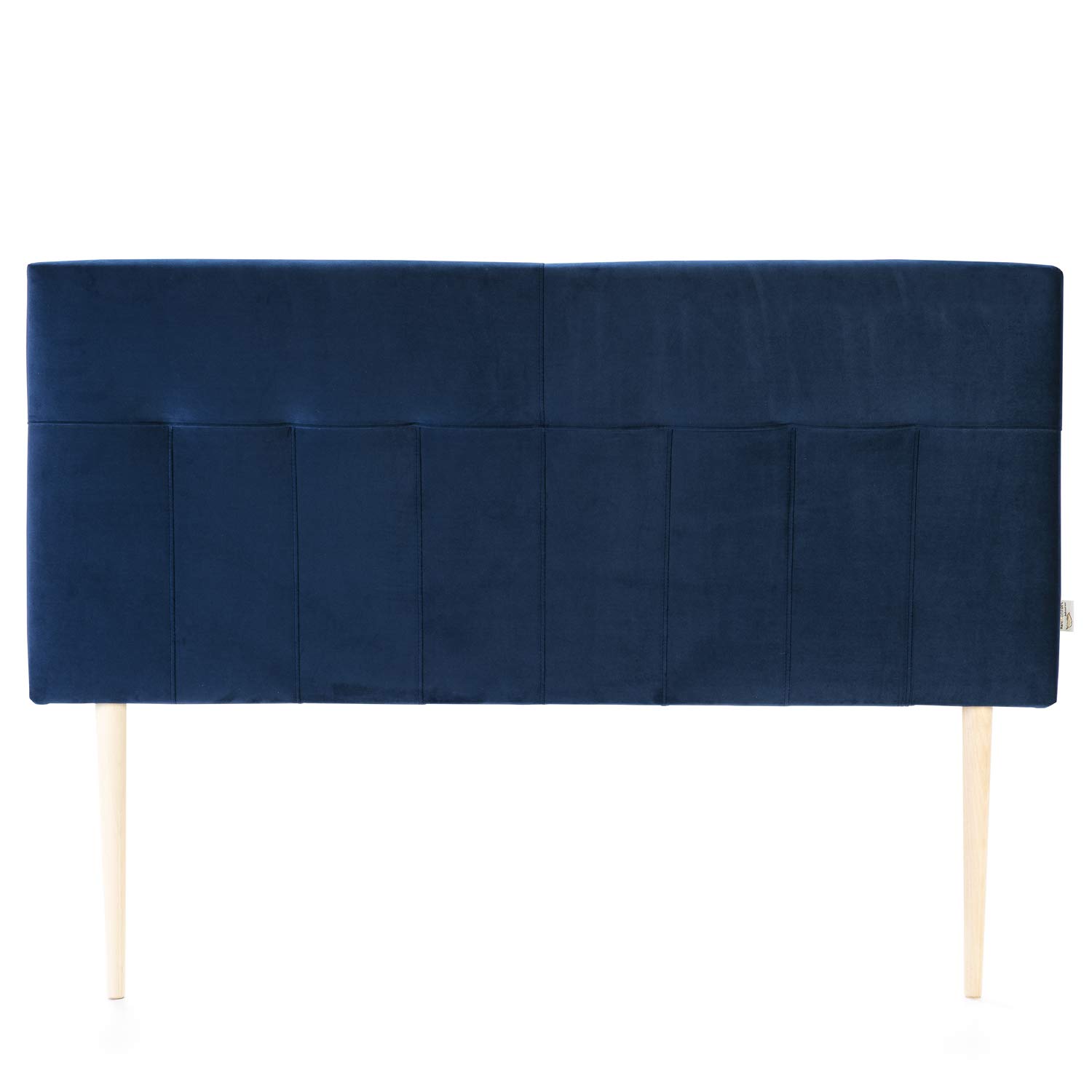 Testiera Napoles in Velluto Blu Scuro 160x100, Gambe di Legno, Kit Montaggio Incluso