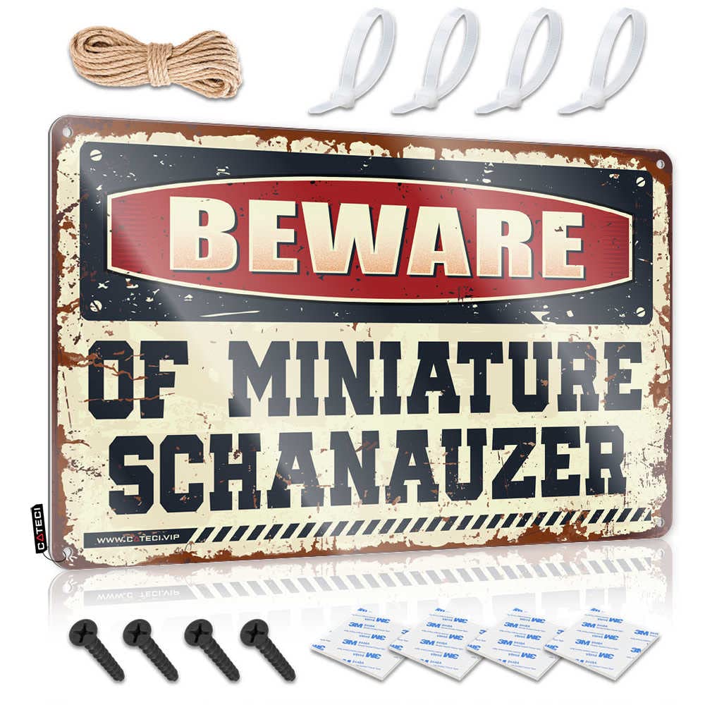 Van Tin Metal Sign Accessory | Beware Of Miniature Schanauzer Preppy Dining Decoration(30X40CM)