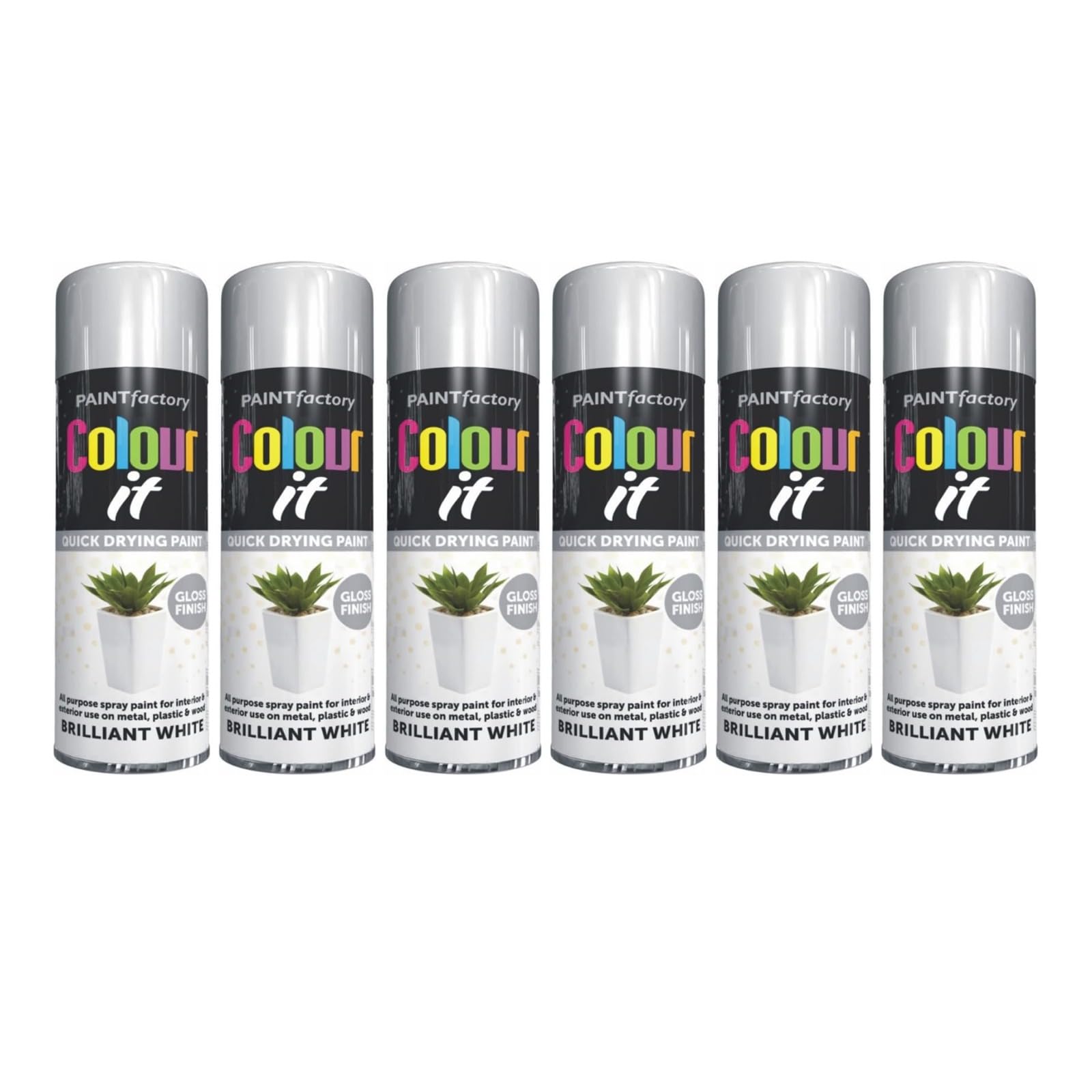 SDMAX Brilliant White Spray Paint, Fast-Drying, Non-Cracking, Smooth & Gloss Finish, Long Lasting, Easy To Use, Lightweight And Portable, Multipurpose Use, 250ml (6PCS)