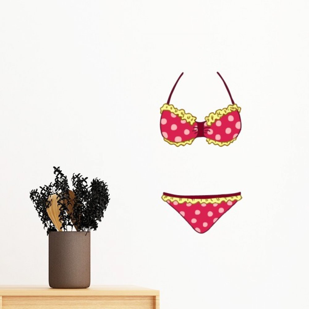 Sticker mural bikini dentelle 40cm deco murale chambre adulte