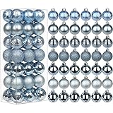 1.57' Christmas Ball Ornaments 42 Pcs Christmas Tree Decorations Shatterproof Hanging Small Blue...