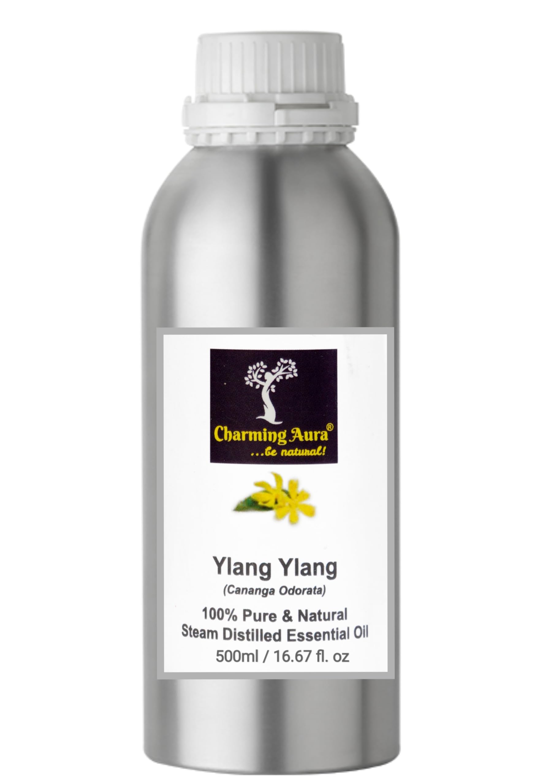 Charming Aura Ylang Ylang Essential Oil for Control Hair Fall, Strengthen Hair Roots, Skin Moisture, Controls Acne, Aromatherapy - 100% Pure, Natural & Undiluted Premium Essential Oil (Ylang Ylang, 500ml)