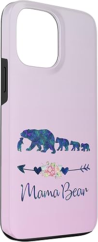 Miniatura 3 de Funda para iPhone 13 Pro Max Verde Azulado Púrpura Floral Mama Oso Cuatro Cachorros Plata Rosa