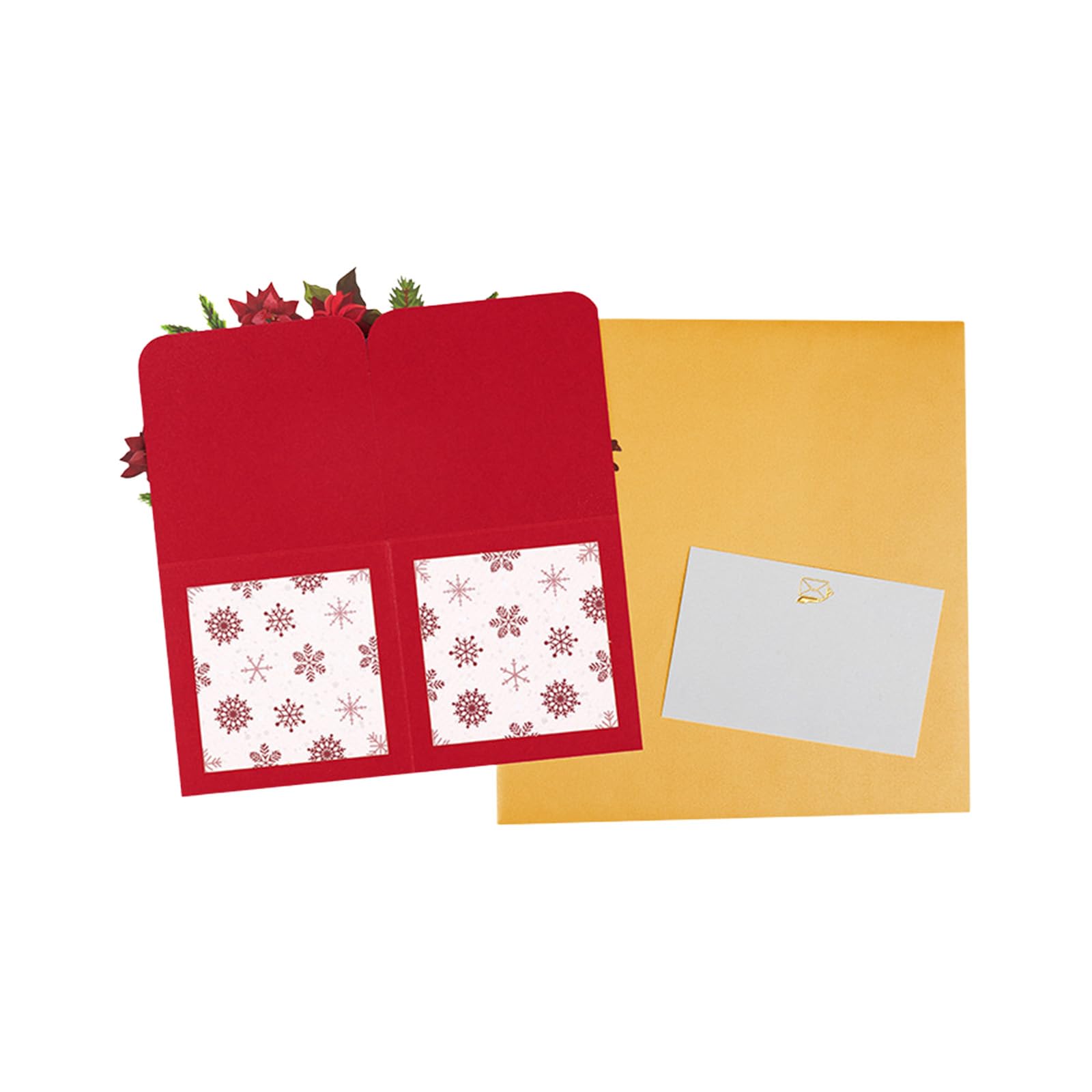 Kalttoy Poinsettia Flower Box Paper Sculpture Christmas Cards Holiday Greeting Card with Envelope for Men and Women Kid Adult Christmas Cards with Envelopes