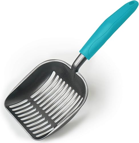 Frxat Pala de Arena para Gatos, Recogedor de Metal para Gatos, Tamiz de Aleación de Aluminio, Levantador de Excrementos de Gatito, Pala Profunda,