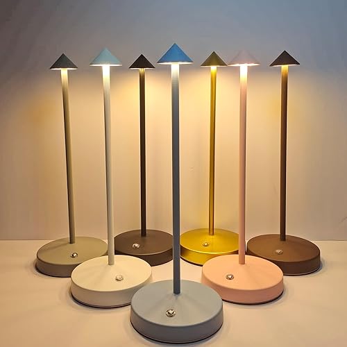 Miniatura 3 de Paquete de 2 lámparas inalámbricas, lámpara de mesa recargable con batería, lámparas portátiles, luz nocturna regulable de 2 niveles, diseño