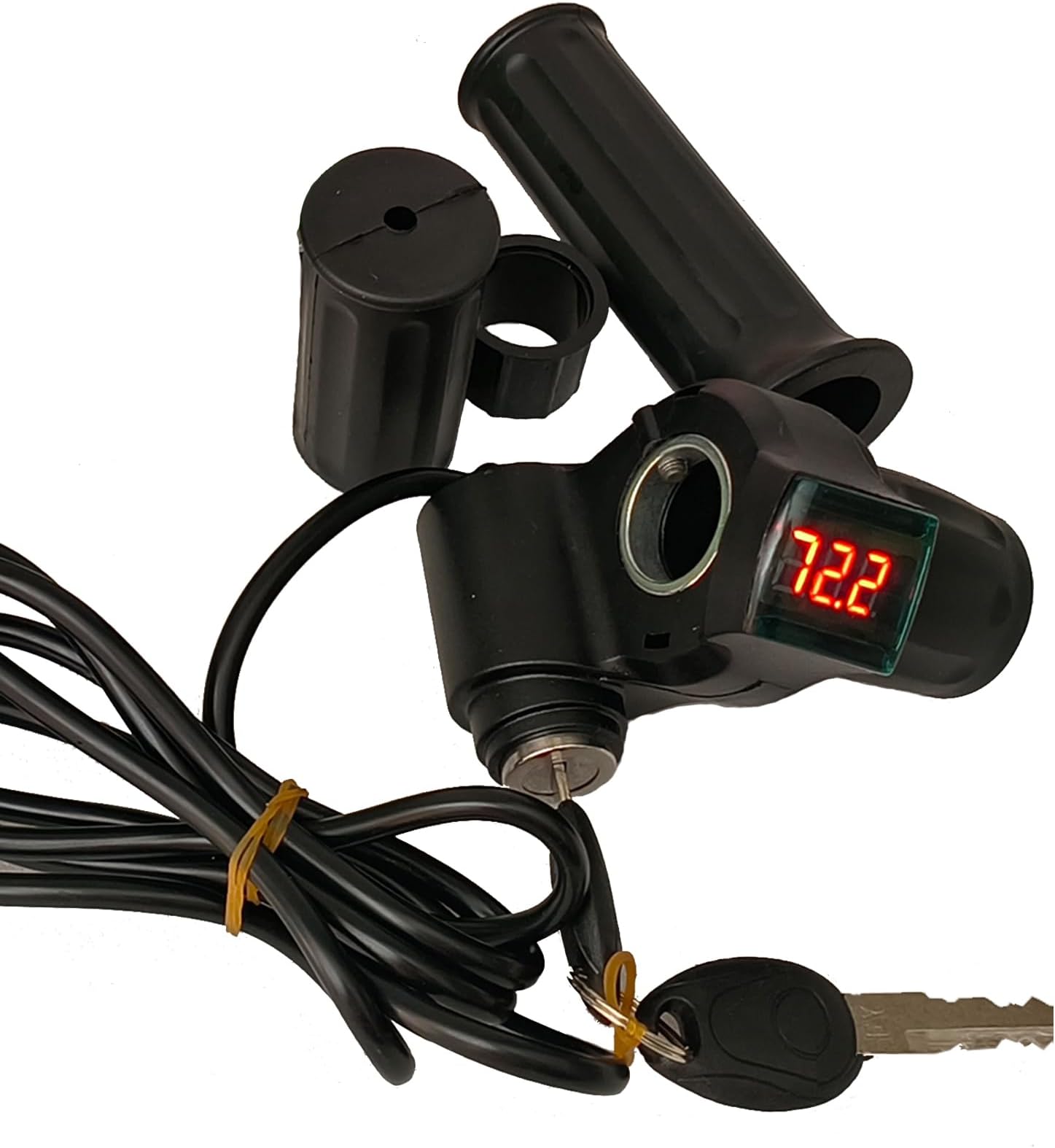 Electric Twist Throttle Grips, Electric Scooter Three Speed Throttle Handlebar, Voltage Display Electric Bike Throttle Accelerator Aluminium Speed Control